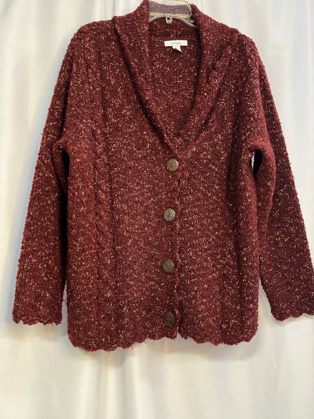 Dressbarn Size 15/16 Dressbarn Woman Red Multicolor Button Front Cardigan Sweate